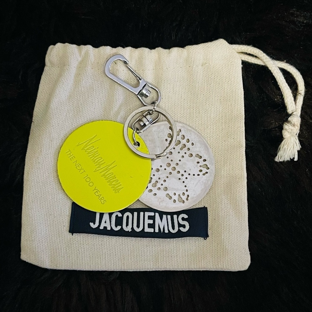 Neiman Marcus Neon Green and Silver Keychain with Jacquemus dust Bag